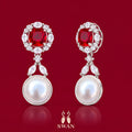 Aurelle Ruby Pearl Earrings