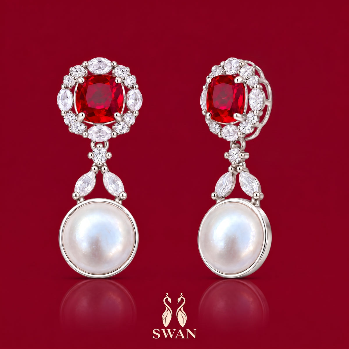 Aurelle Ruby Pearl Earrings