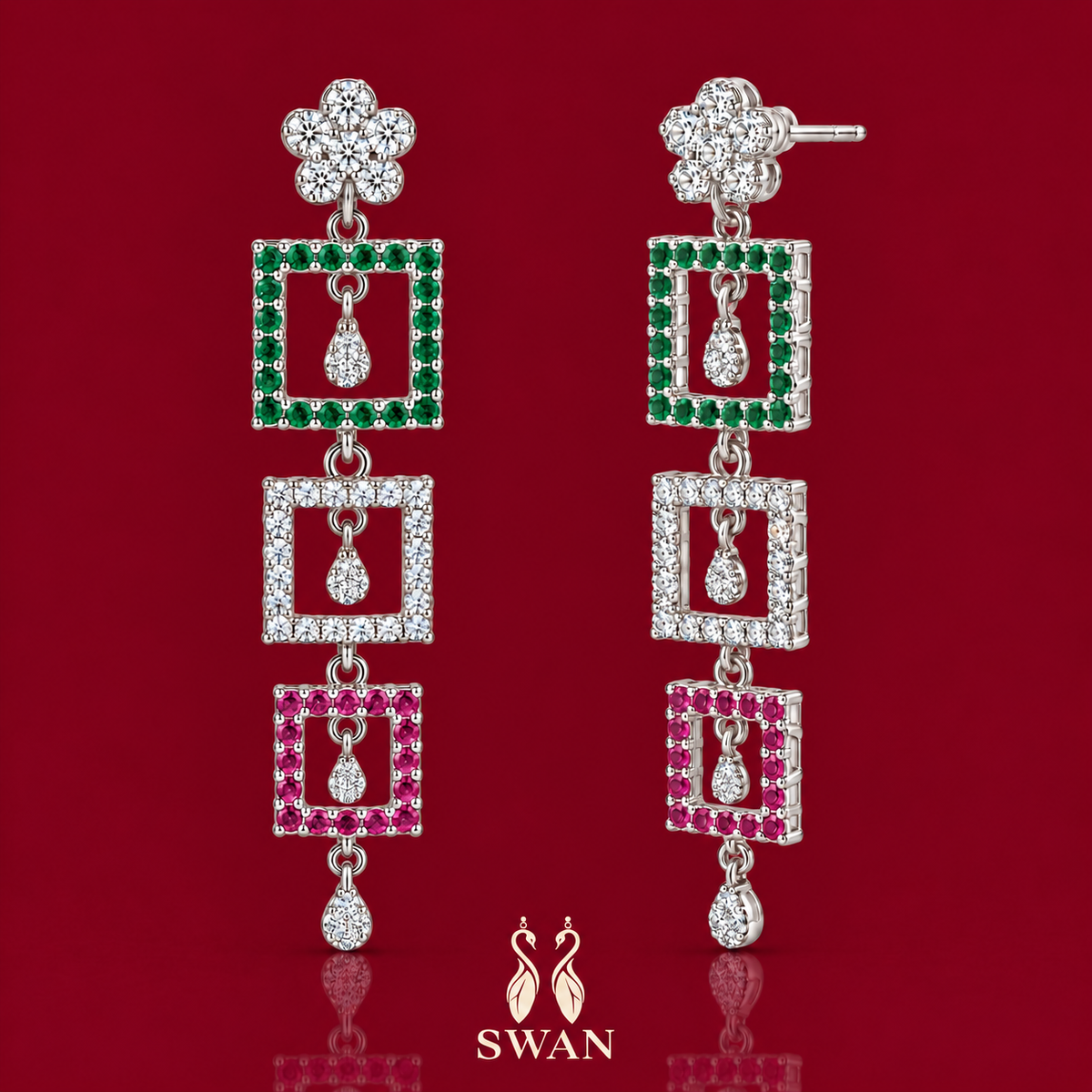 Trio Squares Earrings