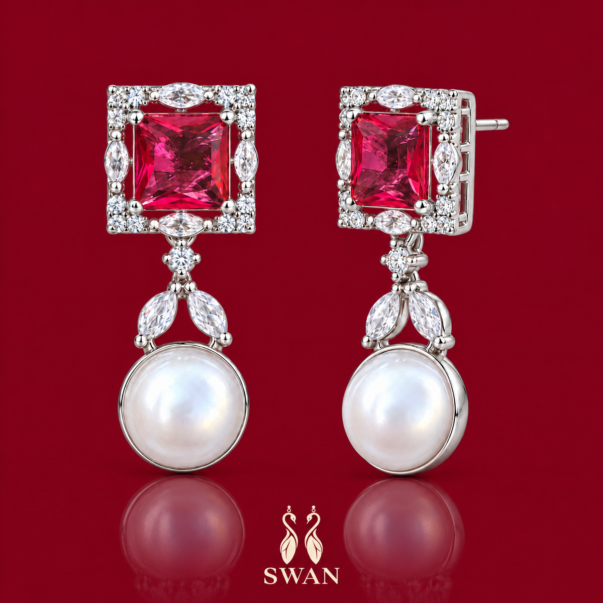 Estelle Ruby Pearl Earrings