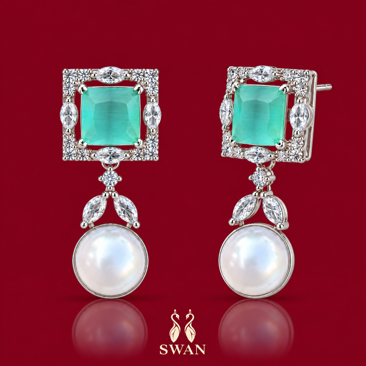 Estelle Mint Pearl Earrings