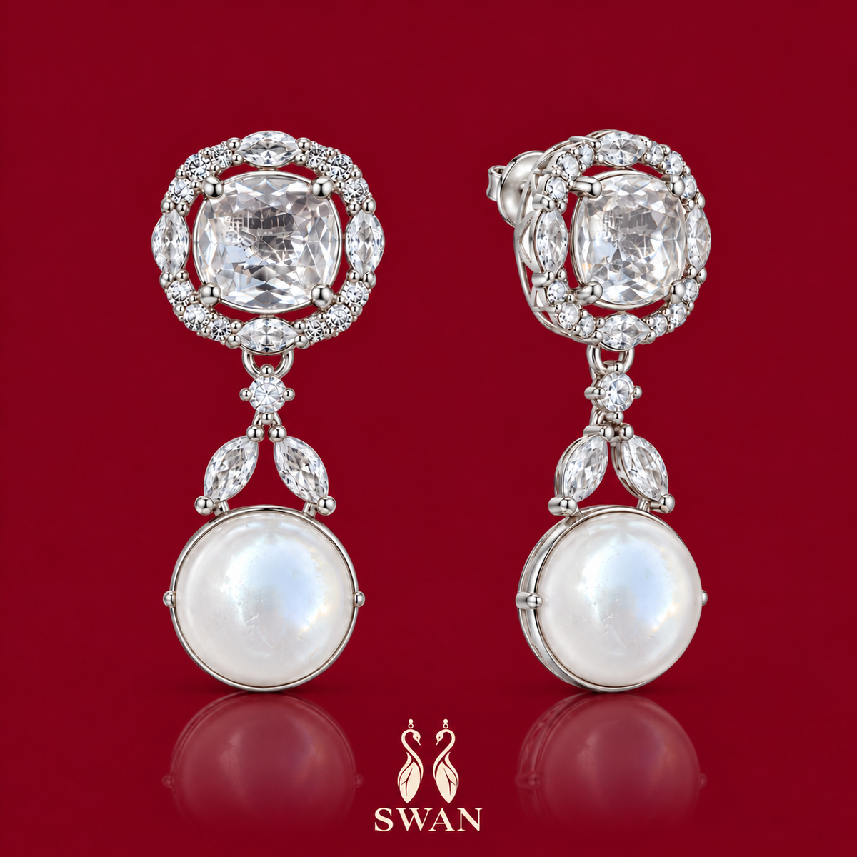 Aurelle Crystal Pearl Earrings